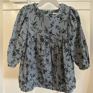 Zara Kids Dress in green with Black Floral Pattern